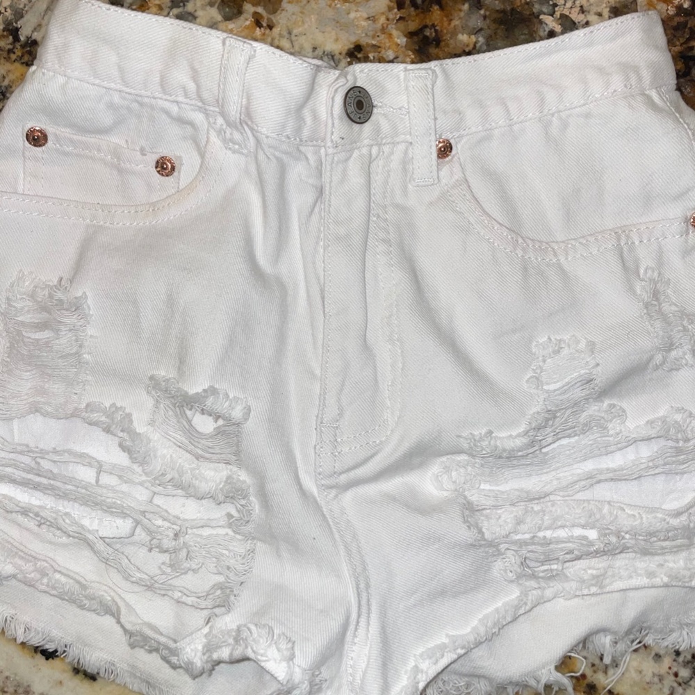 Signature White Denim Shorts